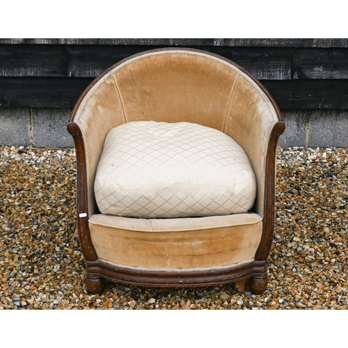 111 - An early 20th century mahogany framed tub armchair