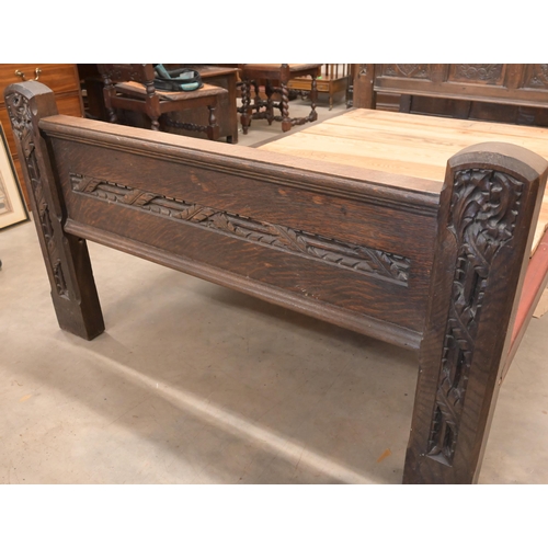 125 - A carved oak single bed (antique and later components) c/w Peter Betteridge Milton 1400 mattress