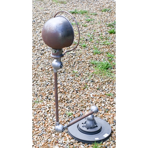 133 - A vintage 'Jielde' French anglepoise lamp with cast iron base to/w contemporary Italian twin standar... 