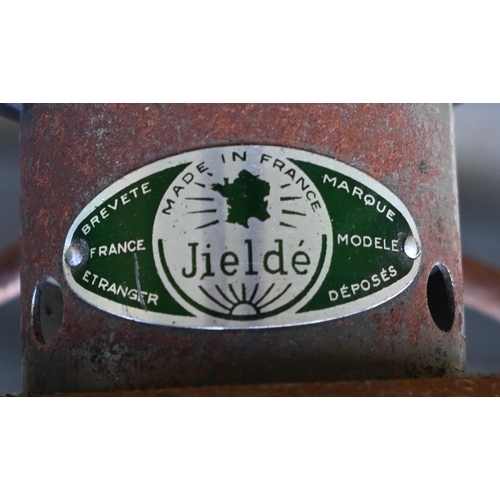 133 - A vintage 'Jielde' French anglepoise lamp with cast iron base to/w contemporary Italian twin standar... 