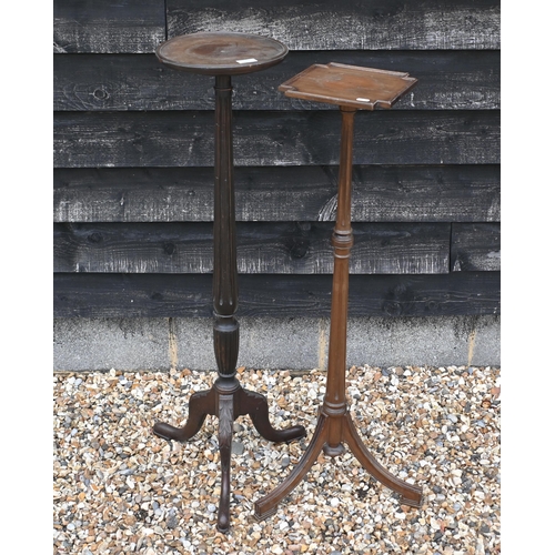 147 - A mahogany jardiniere stand on carved tripod base to/w another tripod jardiniere stand a/f (2)