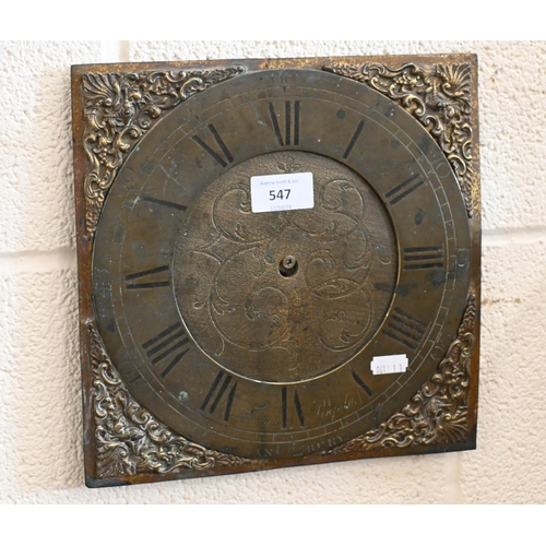 158 - A 19th century mahogany and brass inlaid drop-dial wall clock with fusee movement, 30 cm dial signed... 