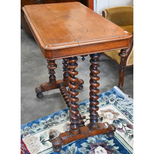 16 - Victorian mahogany console table with shallow frieze drawer and barley twist supports, 84 x 44 x 74 ... 