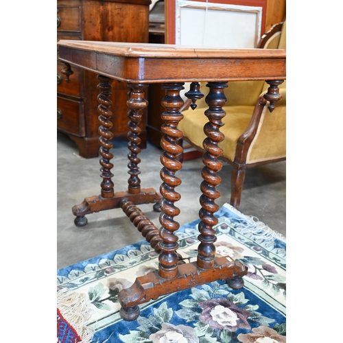 16 - Victorian mahogany console table with shallow frieze drawer and barley twist supports, 84 x 44 x 74 ... 