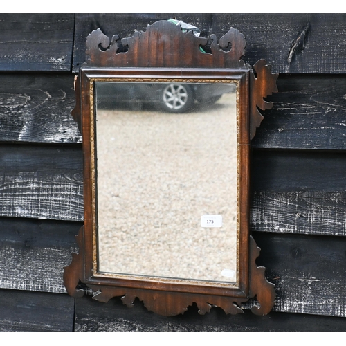 175 - # A small Georgian style mirror in fret framed mahogany frame (a/f) 44 cm w x 56 cm h