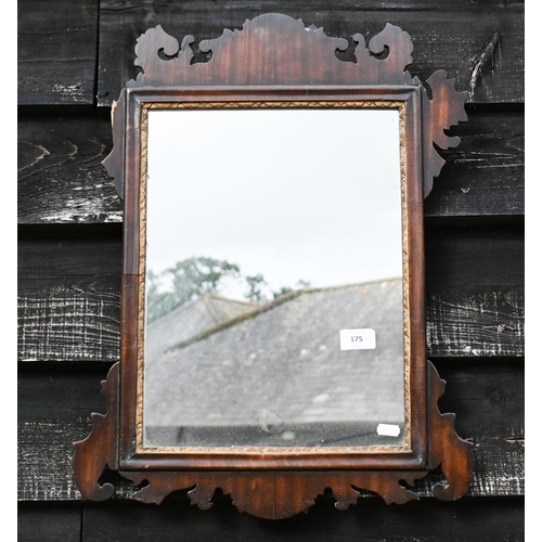 175 - # A small Georgian style mirror in fret framed mahogany frame (a/f) 44 cm w x 56 cm h