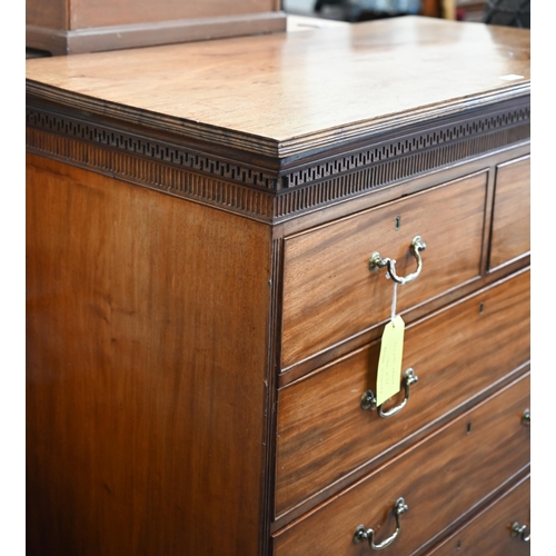 18 - A 19th century mahogany chest of two short and three long drawers (top section of chest on chest), 1... 