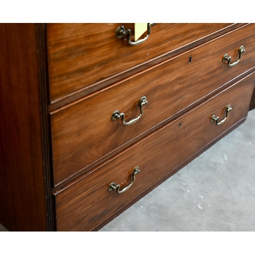 18 - A 19th century mahogany chest of two short and three long drawers (top section of chest on chest), 1... 