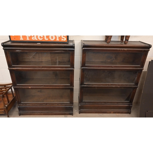 2 - A pair of early 20th century oak Globe Wernicke 'Barrister's Bookcases', 86 x 28 x 114 cm each with ... 