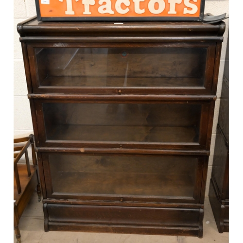 2 - A pair of early 20th century oak Globe Wernicke 'Barrister's Bookcases', 86 x 28 x 114 cm each with ... 