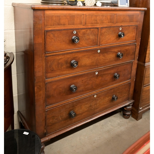 4 - A large 19th century mahogany chest with three secret drawers over two short and three long drawers ... 