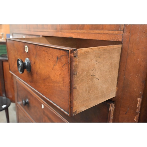 4 - A large 19th century mahogany chest with three secret drawers over two short and three long drawers ... 