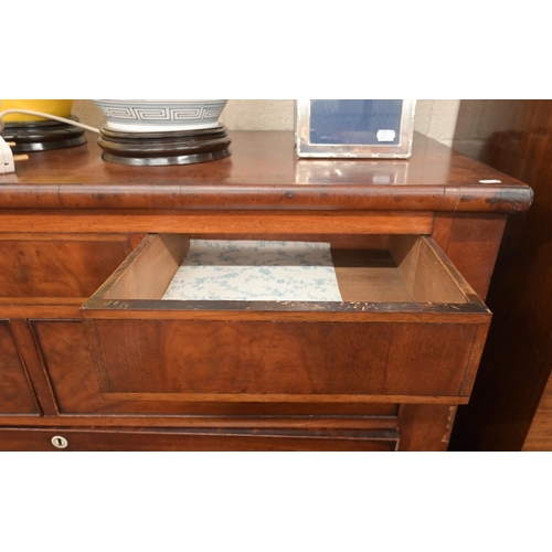 4 - A large 19th century mahogany chest with three secret drawers over two short and three long drawers ... 