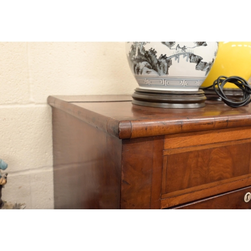 4 - A large 19th century mahogany chest with three secret drawers over two short and three long drawers ... 