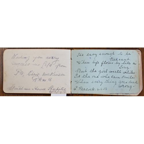 474 - Two antique autograph albums containing drawings, verses etc dated 1913-15 and 1918-19 (2)