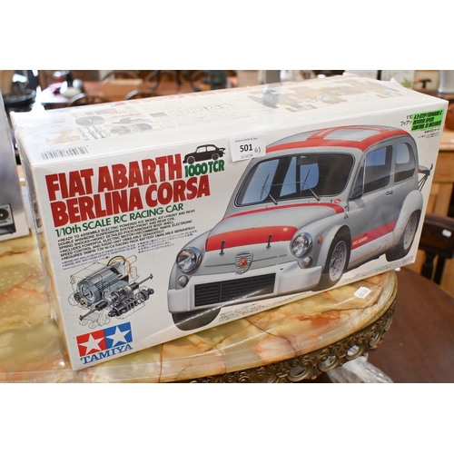 501 - A Tamiya Fiat Abarth Berlina Casa model racing car with electric motor (suitable for adaption for re... 