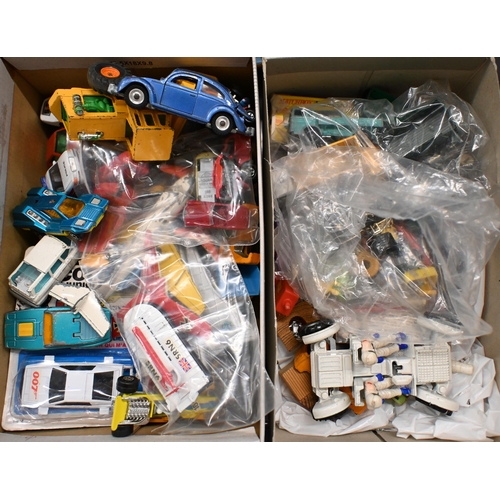 502 - A quantity of played-with Dinky, Corgi and other model vehicles, etc (box)