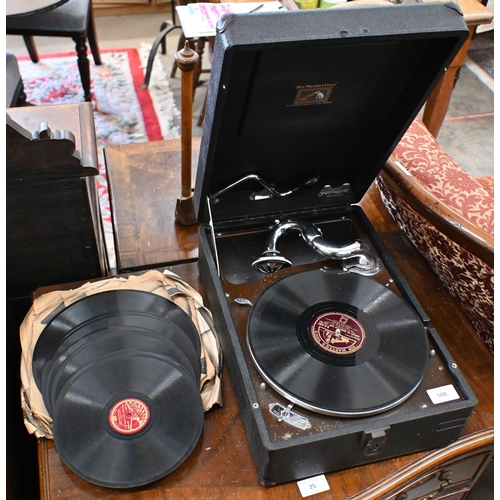 508 - An HMV portable wind-up gramophone c/w a selection of 78rpm records