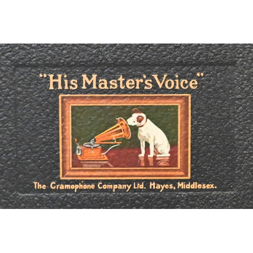 508 - An HMV portable wind-up gramophone c/w a selection of 78rpm records