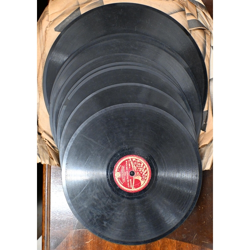 508 - An HMV portable wind-up gramophone c/w a selection of 78rpm records