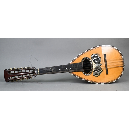 511 - A vintage cased Italian mandolin by Carlo Ricordo of Naples, with mother of pearl and tortoiseshell ... 