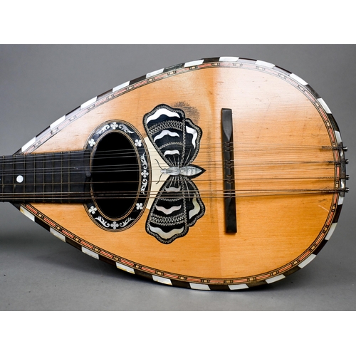 511 - A vintage cased Italian mandolin by Carlo Ricordo of Naples, with mother of pearl and tortoiseshell ... 