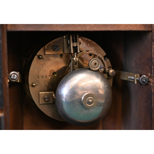 529 - A vintage brass-cased ship's bulkhead clock with 15cm dial to/w a French walnut and ebonised mantel ... 