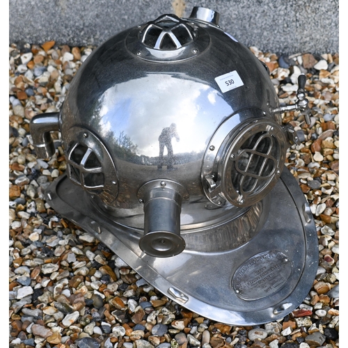 530 - An electroplated reproduction diver's helmet, 35 cm high