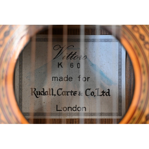 539 - A classical guitar, labelled 'Vittoro K60' for Rudall, Carter & Co, London, with vinyl case