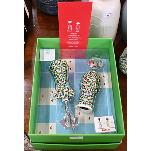 540 - A boxed pair of Alessi Alessandro Mendini figural corkscrews - 'Anna G' and 'Allesandro M' with spot... 