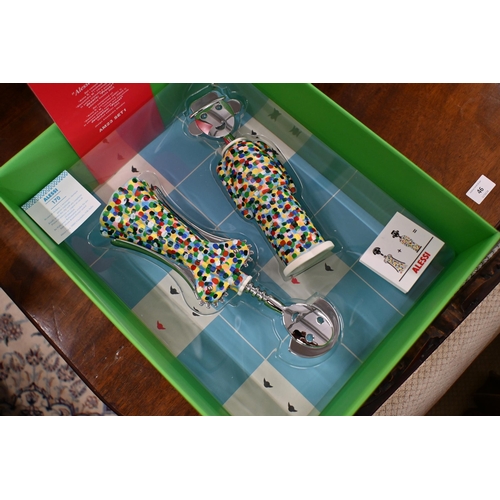 540 - A boxed pair of Alessi Alessandro Mendini figural corkscrews - 'Anna G' and 'Allesandro M' with spot... 