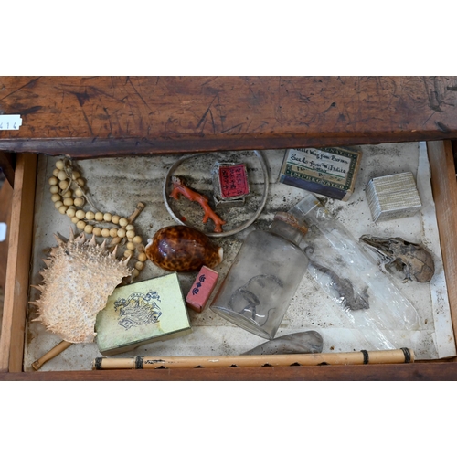 543 - A Victorian stained wood collector's chest of six shallow drawers enclosed by a glazed door, 45 x 38... 