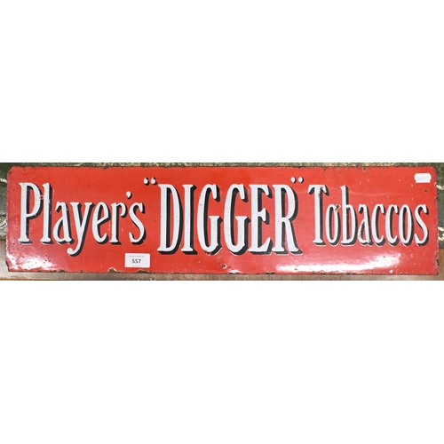 557 - A vintage enamel advertising sign for Player's 'Digger' Tobaccos 16.5 x 66 cm