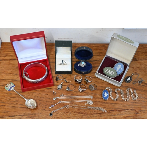 567 - A large quantity of costume jewellery including silver, gold ring, watches, ep Dupont cigarette ligh... 