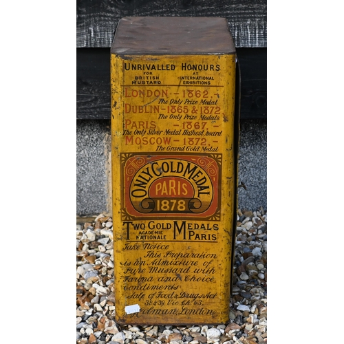 568 - A Victorian Colman's Mustard large advertising tin with hinged door and transfer-printed decoration ... 