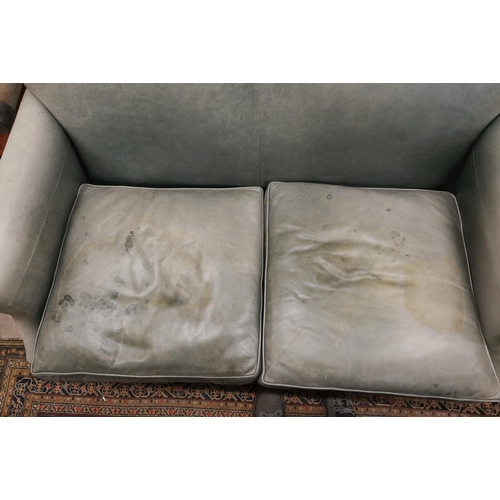 58 - A light grey leather two seater sofa, a/f, 160 x 90 x 90 cm