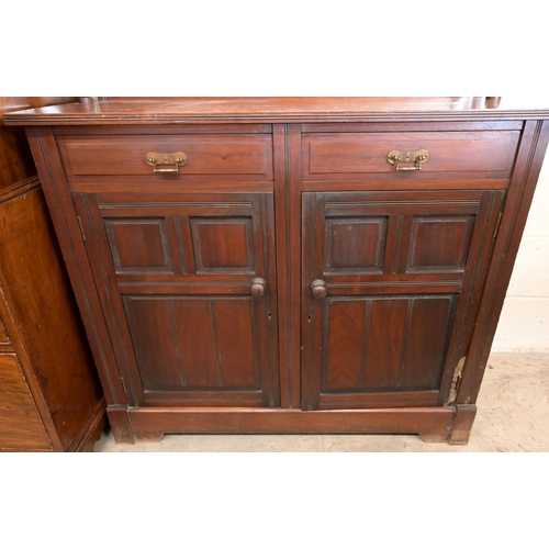 6 - # An Edwardian mahogany mirror backed chiffonier with two drawers over panelled cupboards, 104 x 42 ... 