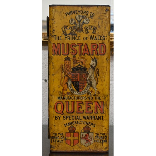 568 - A Victorian Colman's Mustard large advertising tin with hinged door and transfer-printed decoration ... 