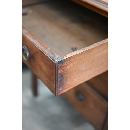 2 - A small 19th century mahogany chest of three long drawers raised on chamfered square supports, 64 cm... 