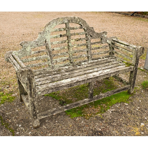 A weathered teak Lutyens design garden bench, 165 cm long