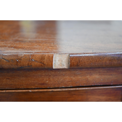 43 - A 19th century mahogany bowfront chest of two short over three long drawers raised on turned support... 