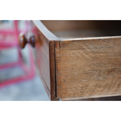 43 - A 19th century mahogany bowfront chest of two short over three long drawers raised on turned support... 