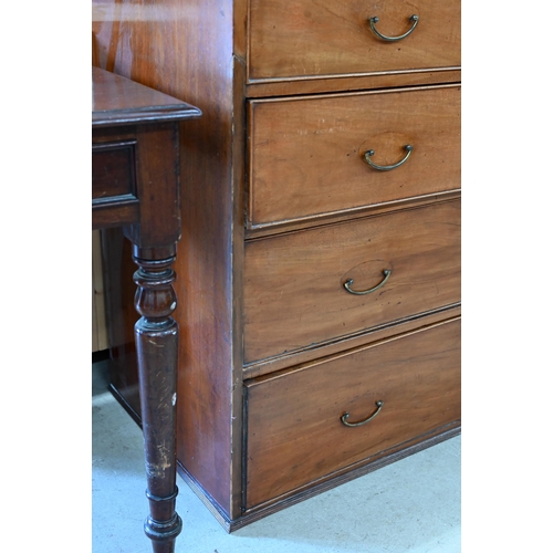 45 - A 19th century mahogany chest of two short over three long drawers (missing feet) 104 cm w x 50 cm d... 