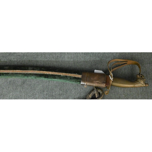 471 - A fantasy sword with snake-cast handle, 118 cm long to/w an Indian sword with curved blade and a fen... 