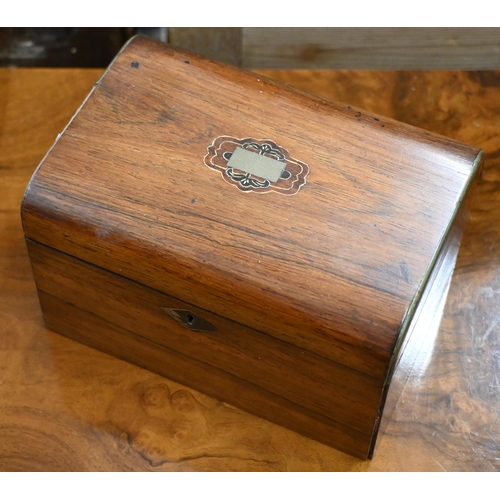 489 - A Victorian inlaid walnut tray/plinth with twin brass handles and floral beadwork panel 58 cm wide, ... 