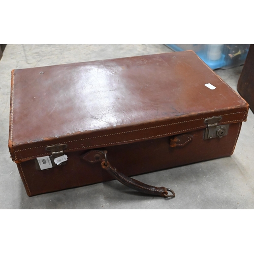 508 - Two antique leather Gladstone bags and a small suitcase (3)