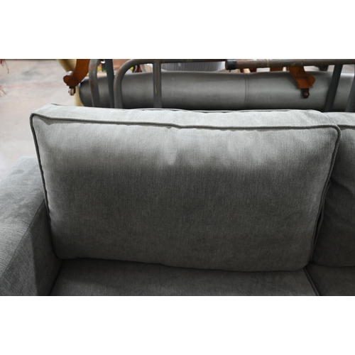 56 - A pair of modern grey square arm sofas, 195 cm w x 90 cm d x 95 cm h o/a