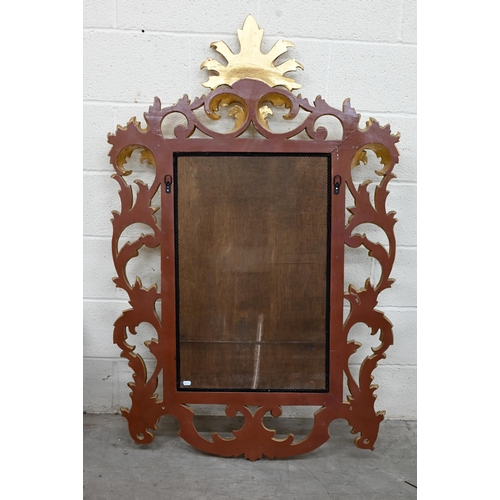 61 - A Florentine style wall mirror with scrolling acanthus giltwood frame, 92 cm x 145 cm h