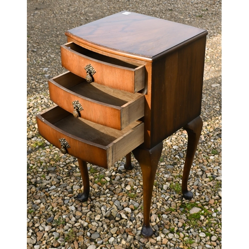 67 - An oak three-tier drinks trolley to/w a teak side cabinet, sewing table (and contents) and a three-d... 