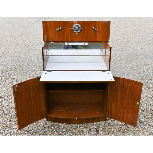 68 - # A Mid-Century walnut Venner cocktail cabinet with various glassware, etc, 80 x 35 x 102 cm h... 